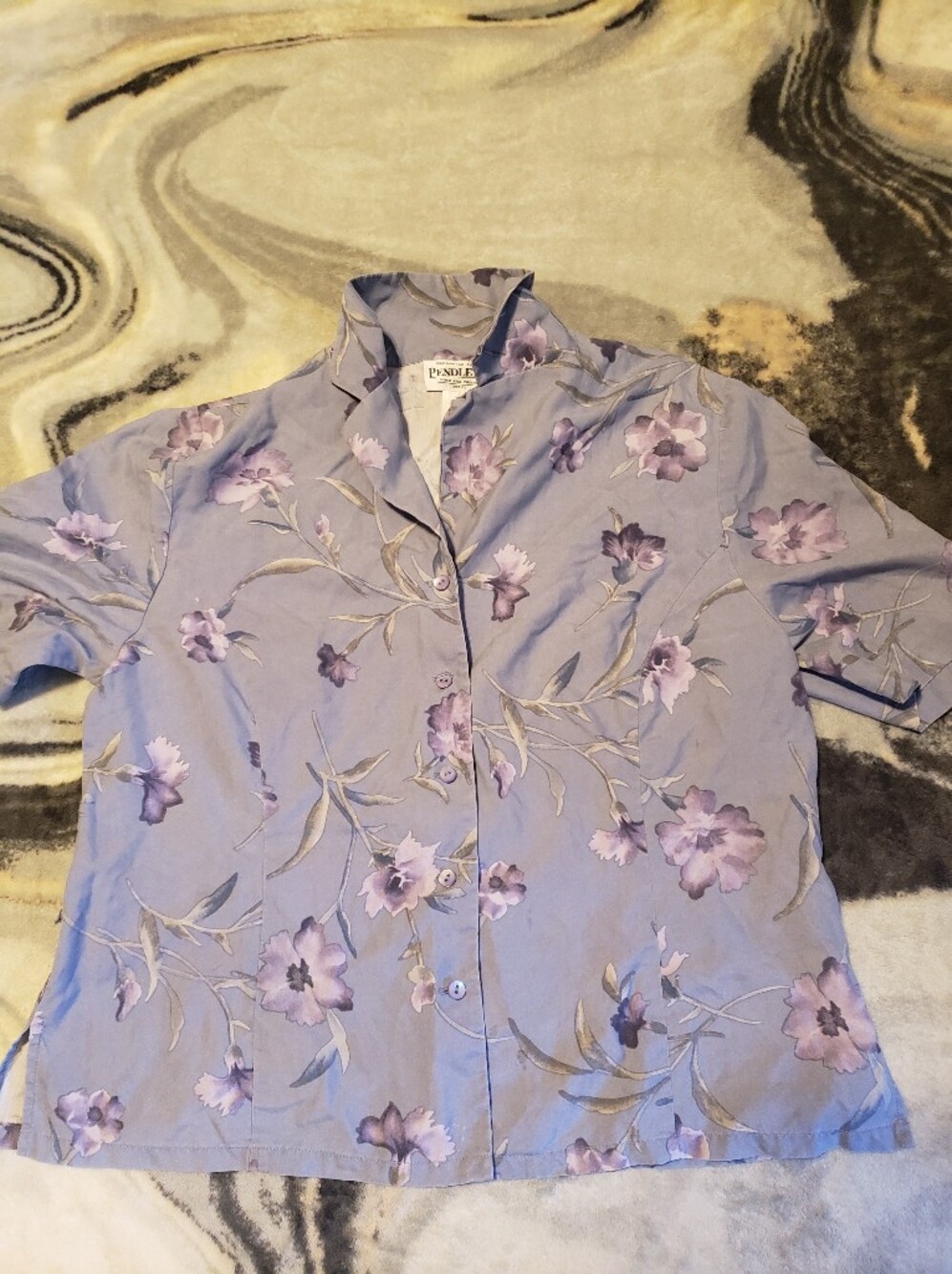 Pendleton Vintage Lavender Floral Button Up Shirt 12